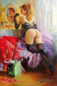 Une jolie femme KR 013 impressionnistes Peinture à l'huile